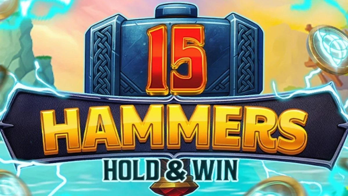 Interface do jogo 15 Hammers: Hold & Win com temática de ferramentas