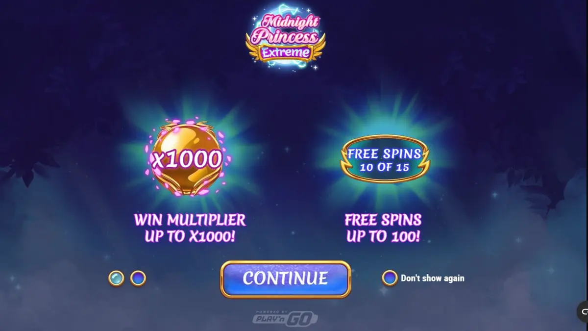 Interface do slot Midnight Princess Extreme com as três princesas guerreiras